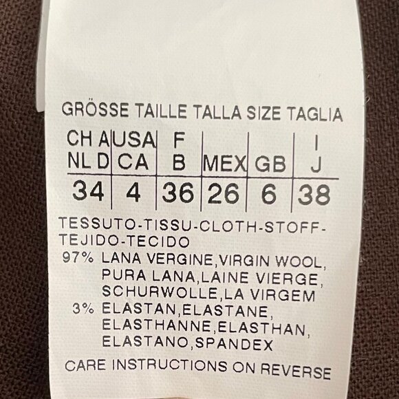 MaxMara Designer Virgin Wool Straight Leg Mid Rise Pants Neutral Med Brown Sz 4 - Picture 11 of 12